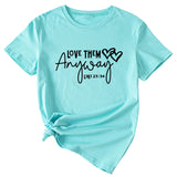 Lässiges Kurzarm-T-Shirt mit Rundhalsausschnitt und Buchstaben-Aufdruck für Damen von Love Them