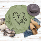 Herbst und Winter Damen Top Buchstabe Gigi Herz Print Langarm Sweatshirt