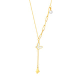 Chaîne en morceaux avec pendentif papillon tridimensionnel et collier de perles avec chaîne de clavicule assortie