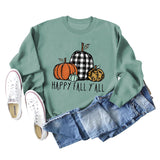 HAPPY FALL Y'ALL Kürbis Leopard Rundhals Print Langarmshirt Damen Sweatshirt