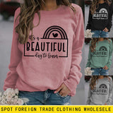 T-Shirt mit Rundhalsausschnitt und Buchstaben „It's A BEAUTIFUL“ Aufdruck