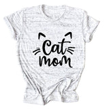 Chat Maman Lettre Col Rond Large Chat Lâche Décontracté Manches Courtes T-shirt Femme