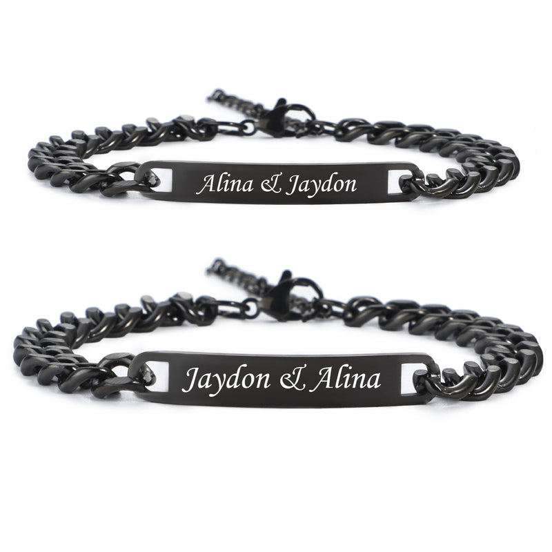 NEHZUS Couples Customize Bracelets Stainless Steel Personalize Jewelry Gift Ideas