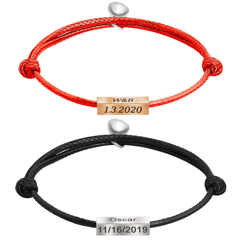 Handmade Rope Braided Couples Magnetic Bracelet, Adjustable Bracelet, Love Bracelet For Men Women