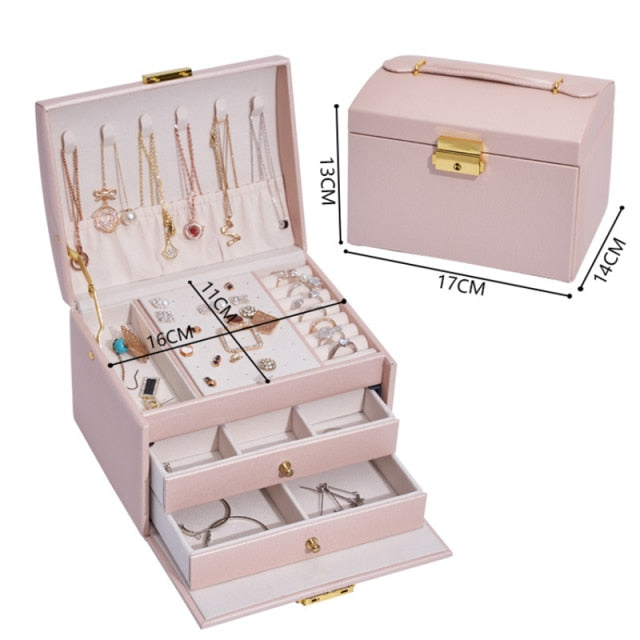 Jewelry Organizer Portable Necklace Earrings Rings Jewelry Box Packaging PU Leather Storage Joyeros Organizador De Joyas