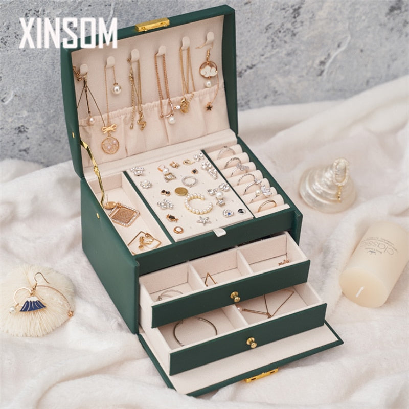 Jewelry Organizer Portable Necklace Earrings Rings Jewelry Box Packaging PU Leather Storage Joyeros Organizador De Joyas