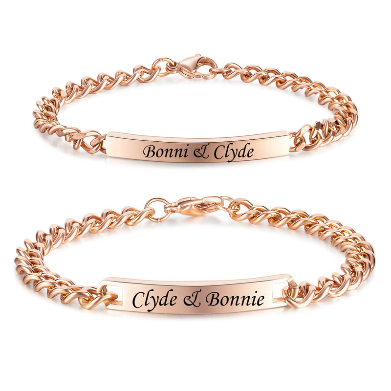 NEHZUS Couples Customize Bracelets Stainless Steel Personalize Jewelry Gift Ideas